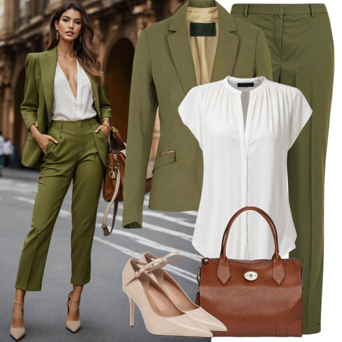 Comment poter Blanc/Crème/Vert clair/Gris/Argent Chemise à Manches Courtes/Chemise en Mousseline/Chemisier Carmen/Chemisier à Manches Courtes/Chemisier avec Broderie Anglaise/Jouet pour enfant Only avec Vert foncé/Kaki Costume Blazer Boyfriend/Veste en Cuir pour Homme/Veste en cuir pour hommes/Veste en Cuir/Blazer en Tricot/Veste de Blazer/Blazer en Coton/Blazer Élégant WE Fashion