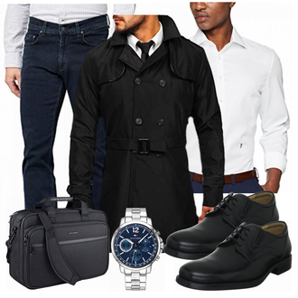 Outfit mit Blau/Weiß Hemd/Bügelfreies Hemd Seidensticker "Buro Outfit"