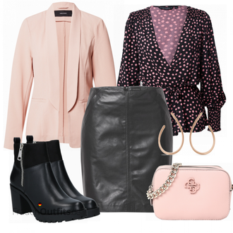 Outfit mit Schwarz Lederjacke/Biker Boot/Chelsea Boot/Flache Stiefelette/Leder Stiefelette/Gummistiefelette Only "Modischer Look für den Herbst"