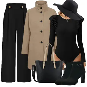 Outfit mit Schwarz Körper Body ohne Bügel/Mesh Body/Shaping Top & Kleid/Bügelbody Missufe "Elegantes Winter Outfit"