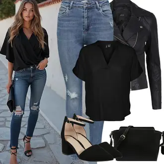 Outfit sa Plava/SvjetloPlava Hlače Traper Tajice/Jeggings/rupa hlača/Hlače s Prorezom Only "Proljetni Outfit"