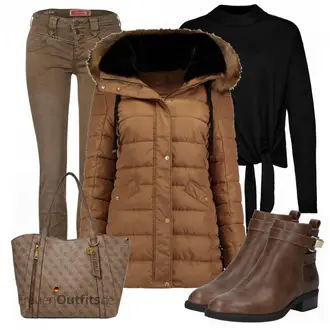 80er Outfit mit Braun/Dunkelbraun/Beige Klassischer Stiefel/Cowboystiefel/Gefütterte Stiefelette/Vintage Stiefel/Rahmengenähter Schuh/Leder Stiefelette/Lederjacke/Vintage Stiefelette/Reitstiefel/Chelsea Boot About You "Casual Business Outfit"Look: Uni, Western, Country Styl, Cowgirl, Schön, Duckfeet, 80er