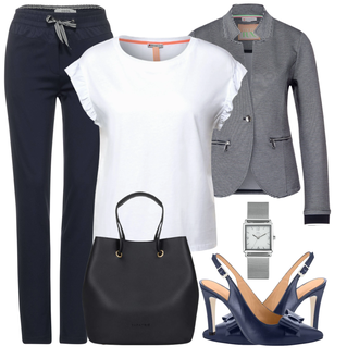 Kurz/Mini Outfit mit Schwarz Accessoire/Beuteltasche Expatrié "Business Look"