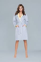 Comfortable bathrobe with long sleeves - yellow