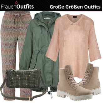 Outfit mit Grün Stiefel Rieker "Winterliches Freizeit Outfit"