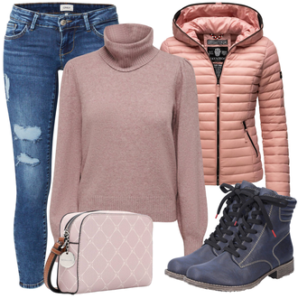 Outfit sa Pink/Zlatni Prošivena Jakna/Ljetna pod-jakna/Jakna s Patentnim Zatvaračem sa strane/Donja Jakna/Outdoor Jakna/Termo Jakna/Jakna s Kapuljačom/Skijaška jakna/Zimska Jakna/Izolacijska jakna/Puferica Jakna/Jakna za Pakiranje Navahoo "Zimski outfit za slobodno vrijeme"