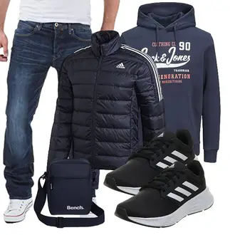 Lang Outfit mit Dunkelblau/Blau/Hellblau/Lila Damen Pullover/Sport Sweatshirt/Ausgefallener Hoodie/Partner Hoodie/Unisex Hoodie/Hoodie/Sport Hoodie/Vintage Hoodie Jack & Jones "Freizeit Outfit"