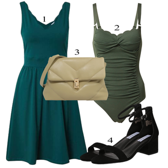 Outfit sa Zeleno/Tamnozelena Minimizirani Kupaći kostim/Jednodijelni Kupaći kostim/Kupaći kostim Sa Žicama/Kupaći kostim za oblikovanje/Push-up tankini/Push up tankini/Oblikovanje tankini/Vintage Kupaći kostim/Kupaći kostim za mršavljenje/Tummy Control Kupaći kostim/Bandeau tankini HUNKEMÖLLER "Ljetni outfiti"