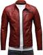 Crone Epic Herren Lederjacke Cleane Basic Jacke Rindsleder (M, Heavy Washed Rot)