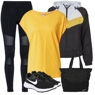 Outfit mit Schwarz Laufschuh/Bequemer Schuh/gesundheitsschuh/Sneaker Low/Schmaler Sneaker/Sommer Sneaker/Walkingschuh/Fitnessschuh/Gymnastikschuh/Joggingschuh/Trainingsschuh Nike "Outfit für das Training"