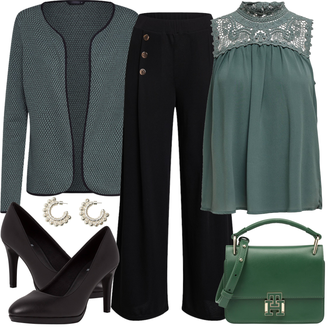 Smart Casual Outfit mit Grün/Dunkelgrün Strick Große/Kleid Große Größe/Parka große Größe/Short Große Größe/Boucle Strickjacke/Strickjacke Mit Fransen/Baumwoll Strickjacke/Strickjacke Gefüttert/Lange Strickjacken/Rundhals-Strickjacke/Kurze Strickjacke/Kurzarm Strickjacke/Stehkragen-Strickjacke/Sommerstrickjacke/Vintage Strickjacke/Winter Strickjacke/Wolle Strickjacke Only "Stylischer Bürolook"Look: Uni, Boho, Französische, Mom, Outdoor, Skater, Smart Casual