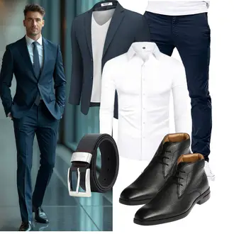 Classic Outfit mit COOFANDY, Bioflex, PIERRE CARDIN "Business Outfit"Look: Classic, Elegant, Moderne, Sportlich, Business, GoGo, Goa, Indoor, Premium, Feine, Metal, Dad, Lack