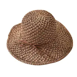 Qchomee Frauen Strohhut Damen Sonnenhut Atmungsaktiv Sommerhut Sonnencreme Anglerhut Outdoor Hut Faltbar Fischerhut Sommer Anti-UV elegant Strandhut für Wandern Camping Tourismus Khaki/Beige