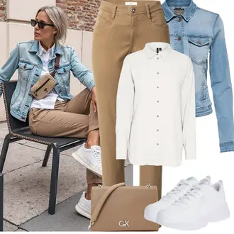Elegantan, Sportski Ljeto Outfit sa Bijela/Krem Obuća za trening/Tenisica za fitness/Tenisica za tenis/cipela za trčanje/gimnastička papuča Puma "Proljetni Outfit"Look: Transparentan, 90-ich, Sportski, Steampunk, Estetika, Unisex, Pametno ležerno