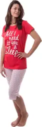 Amantes Dames Pyjama rood met opdruk - maat 36/38