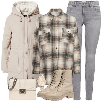 Winter Outfits mit Weiß/Grau Bluse & Tunika Bluse Noisy may "Cooles Winter Outfit"