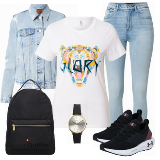 Outfit mit Schwarz Sportschuh Under Armour "Frühlingsoutfit für Damen"
