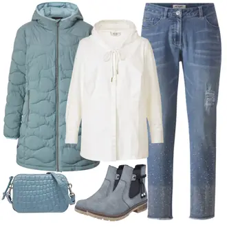 Gefütterte Outfit mit Grau/Dunkelblau/Blau Gefütterte Stiefelette/Lederjacke/SommerStiefelette/GummiStiefelette/Chelsea Boot/Flache Stiefelette/Winter Stiefelette Rieker "Outfit für den Herbst"