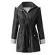 VEMOW Regenmäntel Damen Wasserdicht Windjacke Feste Regenjacke im Freien mit Kapuze Trenchcoats Plus Size Windproof Loose Coat (M, Schwarz)