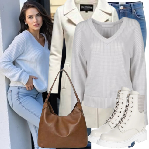 Stiefelette VAN HILL kombinieren mit Weiß/Beige/Khaki/Creme Strickpullover/Zopfmuster Pullover/Basic Pullover/Cut Out Pullover/Carmenpullover/Einfacher Pullover/Crop Pullover/Feinstrickpullover/Mohair Pullover JdY