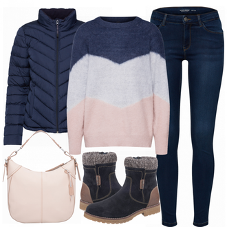 Outfit mit Blau Stiefel Tom Tailor "YAS"