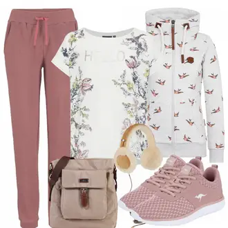 Outfit mit Beige Sneaker Kangaroos "hello"