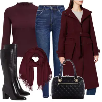 Cowgirl Outfit mit Schwarz/Weiß Leder Overknee Stiefel/WeitschaftStiefel/High Heels Stiefel/Langer Stiefel/Spitzer Stiefel/Kniehoher Stiefel Tamaris "Casual Business Outfit"Look: Jazz, Cowgirl, Französische