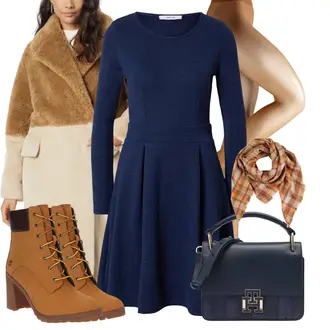Outfit mit Braun Stiefel/Ledermantel Timberland "Bequemes Winter Outfit"