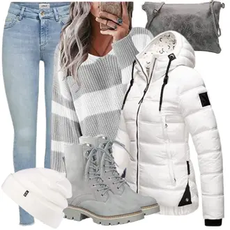Gefütterte Outfit mit Grau/Hellgrau Wattierte Stiefel/Gefütterte Stiefelette/Klassischer Stiefel/Winter Stiefel/SchnürStiefelette/Winterschuh/Winter Stiefelette/SpringerStiefel Tamaris "Outfit Für Den Winter"