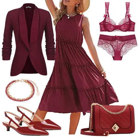Rot/DunkelRot/Bordeaux Strick­blazer/Lederjacke/Blazerjacke/Longblazer/Lässiger Blazer/Blusenblazer/Eleganter Blazer Unibelle kombinieren