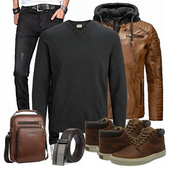 Outfit mit Rot Schuh Timberland "Alltags Outfit"
