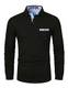 LIUPMWE Poloshirt Herren Langarm Getäfelt T Shirts Männer Hemd T-Shirt Slim Fit Golf Sports,Schwarz,M