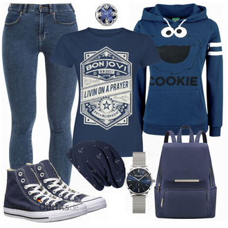 Warme Outfit mit Dunkelblau/Blau/Hellblau Kopfbedeckung/Hut Mütze/Bandana Caripe "EMP Blau"