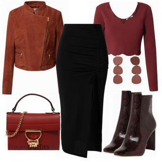 Outfit mit Rot Sweatshirt About You "Elegantes Herbst Outfit"