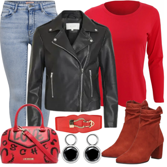 Outfit met rood Blouse Sols "Leuke Vrijetijdskleding"