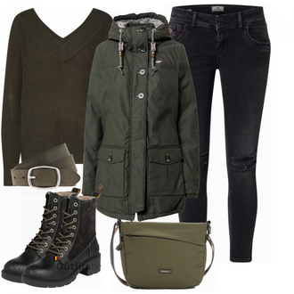 Outfit met blauw Laars Camel Active "Winterkleding"