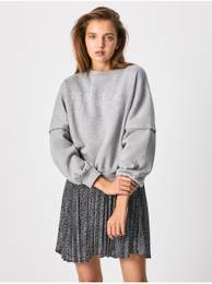 Light gray women's sweatshirt with decorative details Debbie - Women
