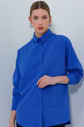 3900 Oversize Long Basic Shirt - B.blue