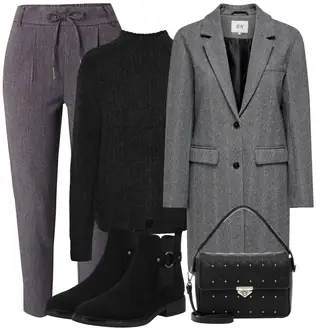 tenues avec Gris/Gris foncé/Violet/Rose/Gris clair Pantalon Froissé/Pantalon en Tissu/Pantalon Carotte/Pantalon Taille Haute/Pantalon Casual/Pantalon de Costume/Pantalon en Tweed/Pantalon Business/Pantalon Paperbag/Pantalon en Mousseline Only "Tenue d'hiver"