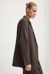 Lanen suknji Emile - Casual Linen Stripe rjava barva, DAY65243233