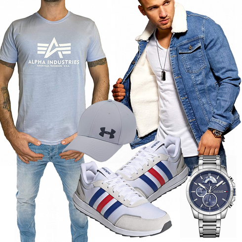 Grau T-Shirt Alpha Industries kombinieren