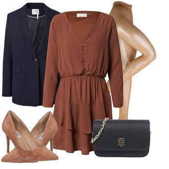 Outfit mit Schwarz Accessoire/Schultertasche/Ledermantel Tommy Hilfiger "Eleganter Look"