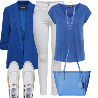 Outfit mit Blau Schultertasche/Ledermantel Polo Ralph Lauren "Cooles Alltagsoutfit"