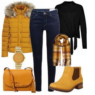 Outfit mit Gelb Stiefel Rieker "Herbstlicher Look"