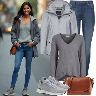 outfit mit Krem/Bež/Siva/Bela Pulover iz Kašmirja/Pleteni Pulover/Pulover z Resicami/Zimski Pulover/Pulover Nicki/Volnen Pulover/Pulover Carmen/Pulover z vzorcem pletenja/Fini Pleteni Pulover/Osnovni Pulover medicine "Popolno za prosti čas"