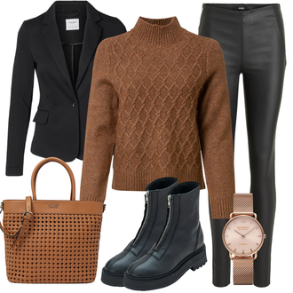 Winter Outfits mit Schwarz Mantel/Blazerjacke/Lederjacke/Strick­blazer/Kurzblazer/Sweatblazer/Lederjacke für Männer/Lederjacke/Strick Große VERO MODA "Perfekt für den Winter"