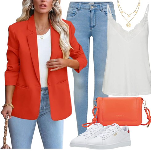 Rot Eleganter Blazer/Longblazer ALSOGO kombinieren