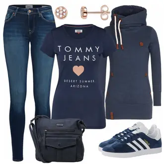 Gazelle Outfit mit Grau Sneaker Adidas Originals "Amanda"