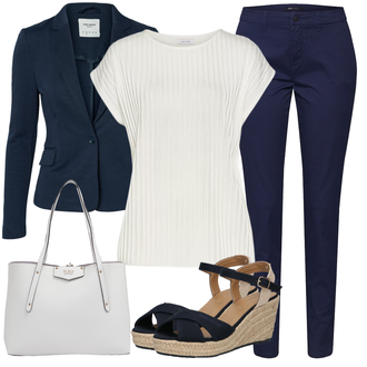 Outfit mit DunkelBlau/HellBlau/Blau Lederjacke/Blazerjacke/Blusenblazer/Boyfriend Blazer/Lässiger Blazer/Baumwoll ­Blazer/Eleganter Blazer/Strick­blazer/Kurzblazer/Sweatblazer/Lederjacke für Männer/Lederjacke VERO MODA "Perfektes Büro Outfit"