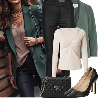 Sommer Vorstellungsgespräch Outfit mit Dunkelgrün/Grün/Hellgrün Mantel/Blazerjacke/Blusenblazer/Boyfriend Blazer/Cargoblazer/Lässiger Blazer/Lederjacke/Baumwoll ­Blazer/Eleganter Blazer/Oversize Blazer/Kurzblazer/Lederjacke für Männer Vila "Frühling outfit"